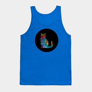 Tie-Dye Cat in Black Circle 1 Tank Top